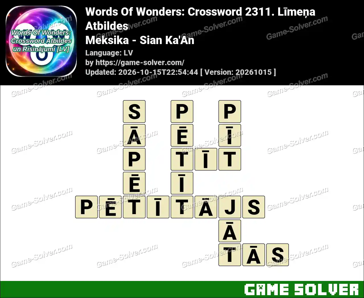Words Of Wonders: Crossword 2311. Līmeņa Atbildes – Meksika – Sian Ka’An